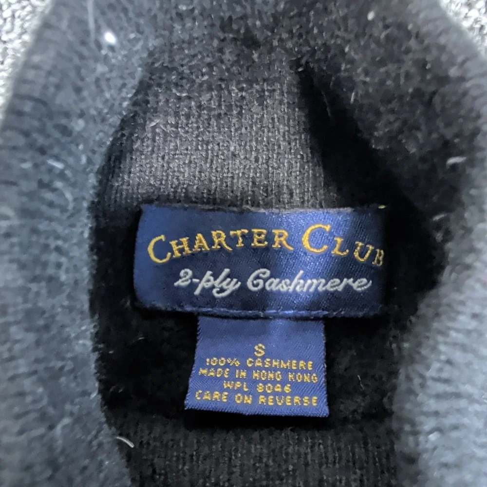 Charter Club Classic Mock Neck Sweater Women S Black 100% Cashmere 2-Ply Knit
